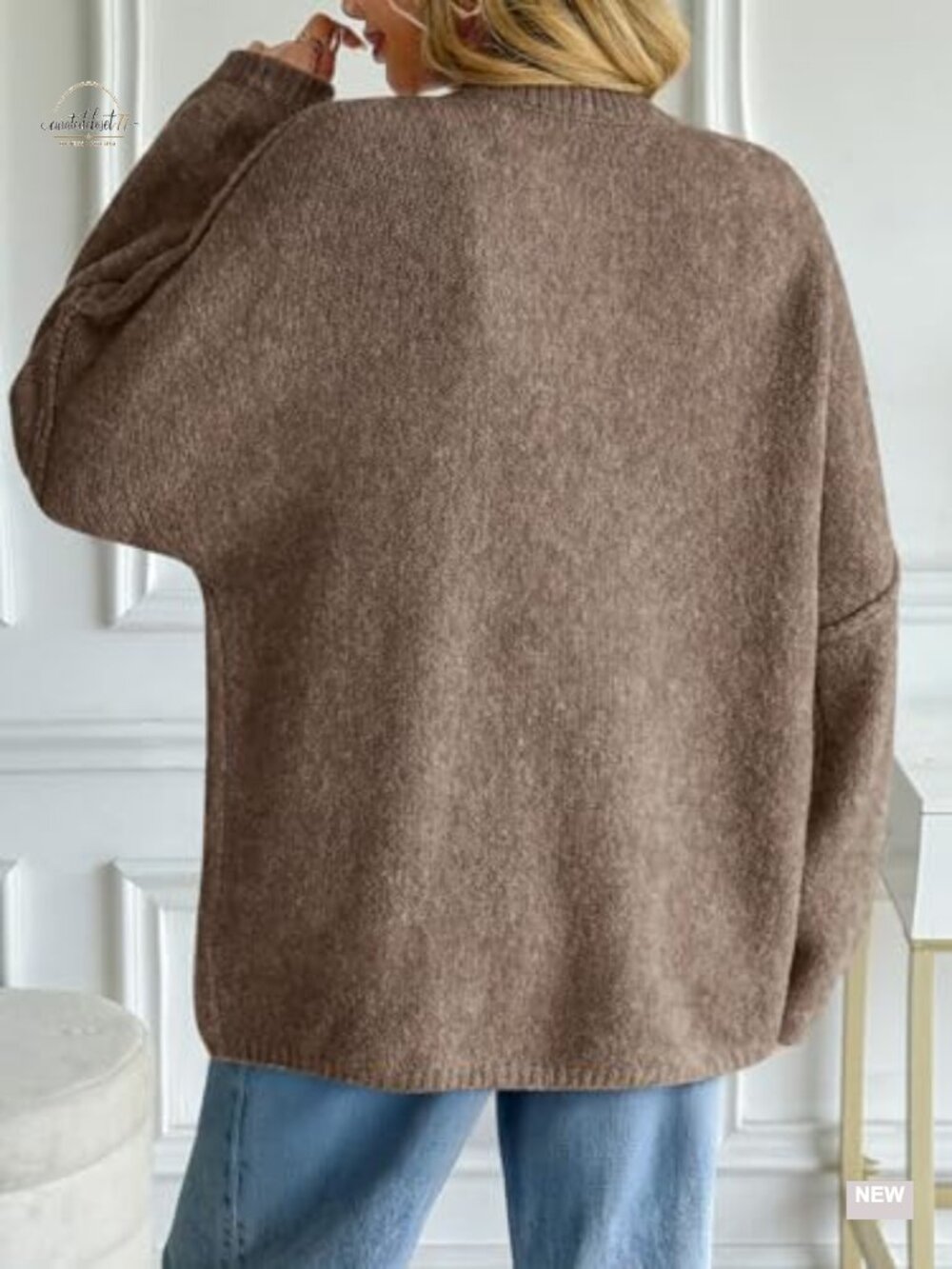 Oversized Chunky Knit Cardigan Sweater Long Lantern Sleeve Button Down Cozy - Picture 3 of 5